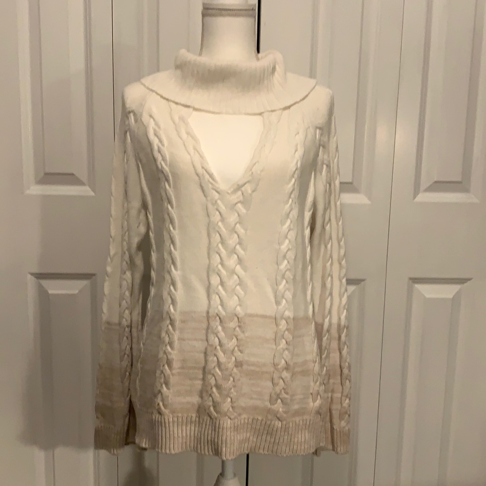 New York & Company, cream and tan ombré sweater size XL
